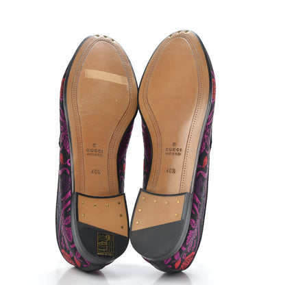 Gucci Jacquard Floral Womens Horsebit Jordaan Loafers 40.5 Black Begonia 5 of 9