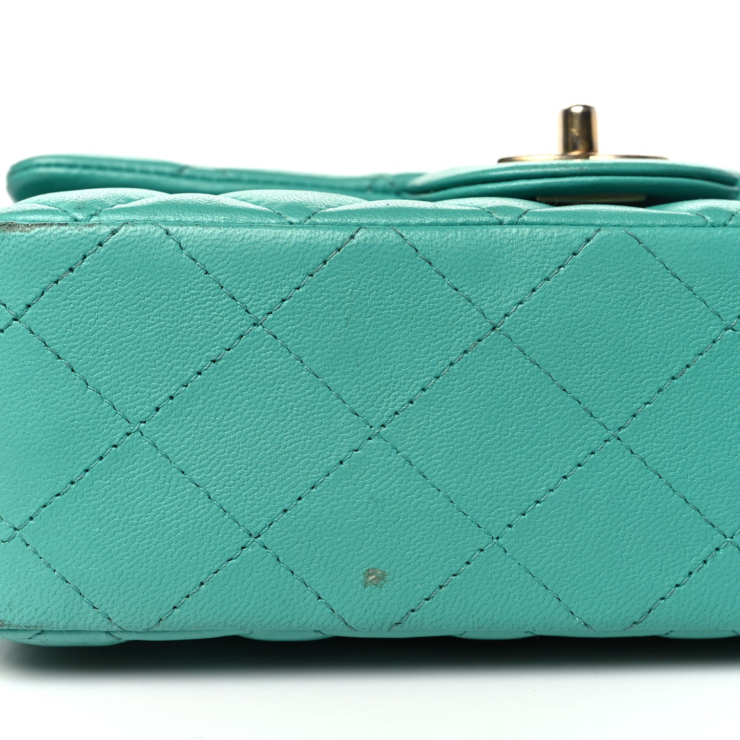 Lambskin Quilted Mini Rectangular Flap Turquoise