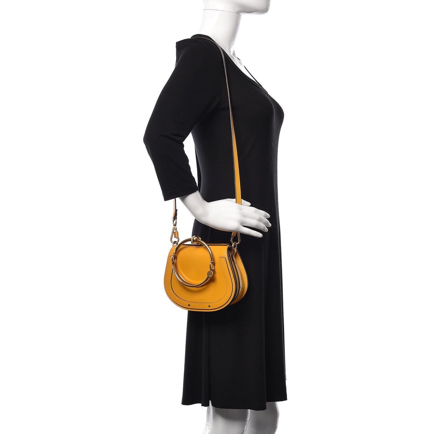Calfskin Suede Small Nile Bracelet Bag Dusty Yellow
