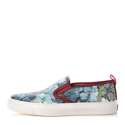 Gucci GG Supreme Monogram Blooms Womens Slip On Sneakers 37 Beige Blue Navy Red 1 of 8