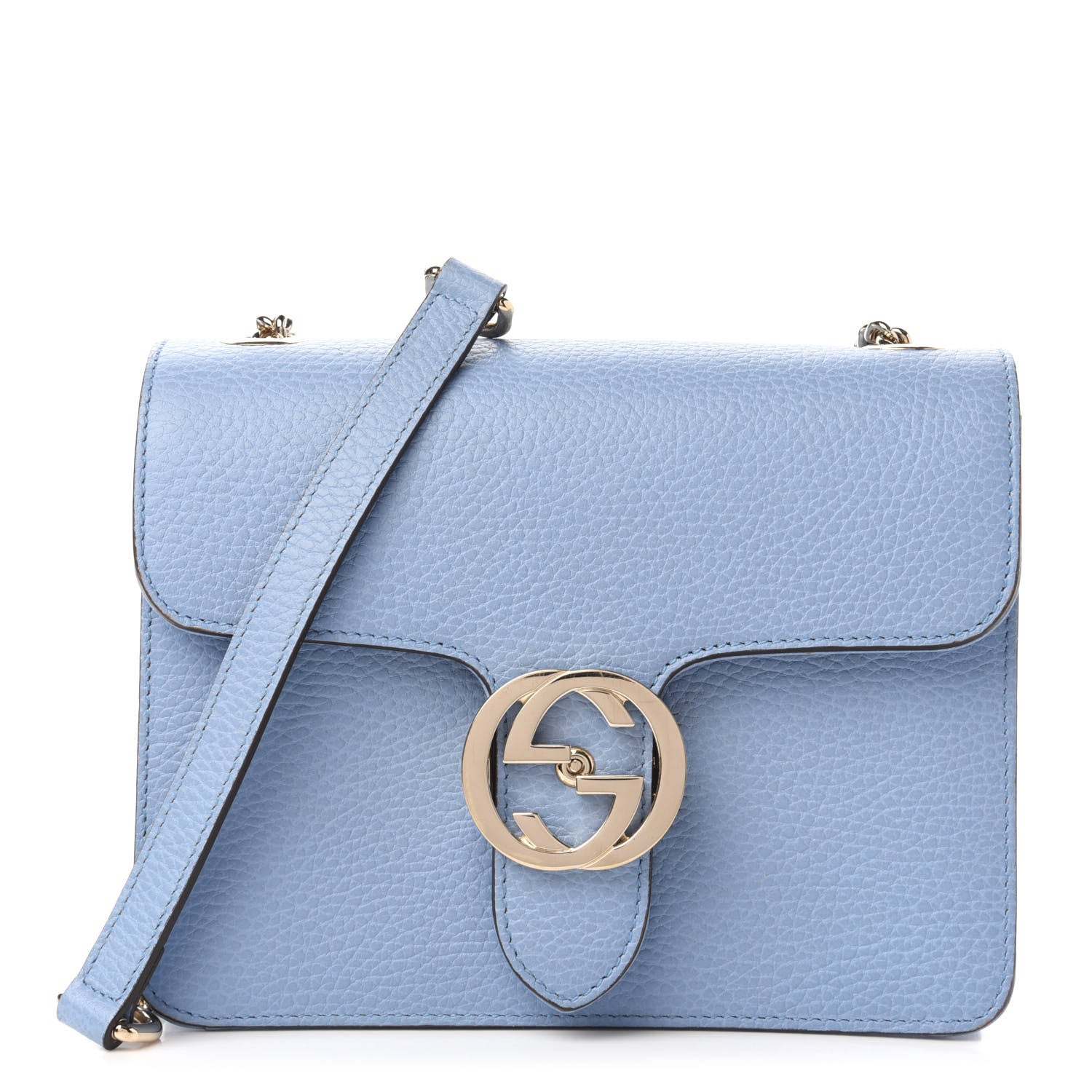 Gucci Dollar Calfskin Small Interlocking G Shoulder Bag Mineral Blue 1 of 11