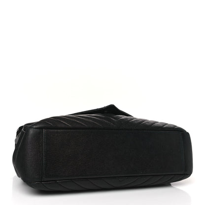 Saint Laurent Sheepskin Matelasse Chevron Monogram Large College Satchel Black 4 of 10