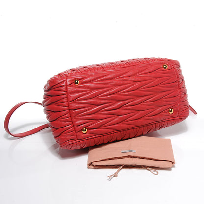 Miu Miu Leather Matelasse Bowler Red 4 of 9