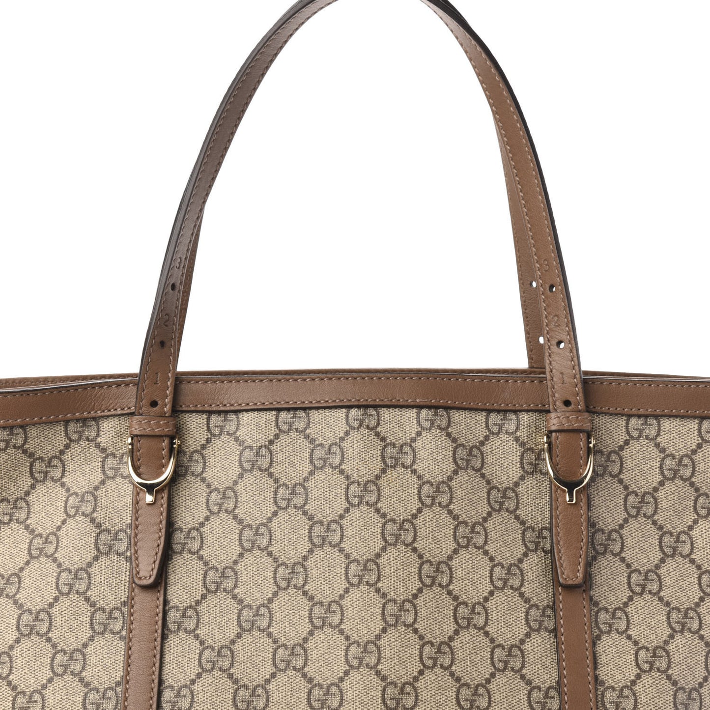 GG Supreme Monogram Margaux Calfskin Small Nice Tote Beige Ebony Acero