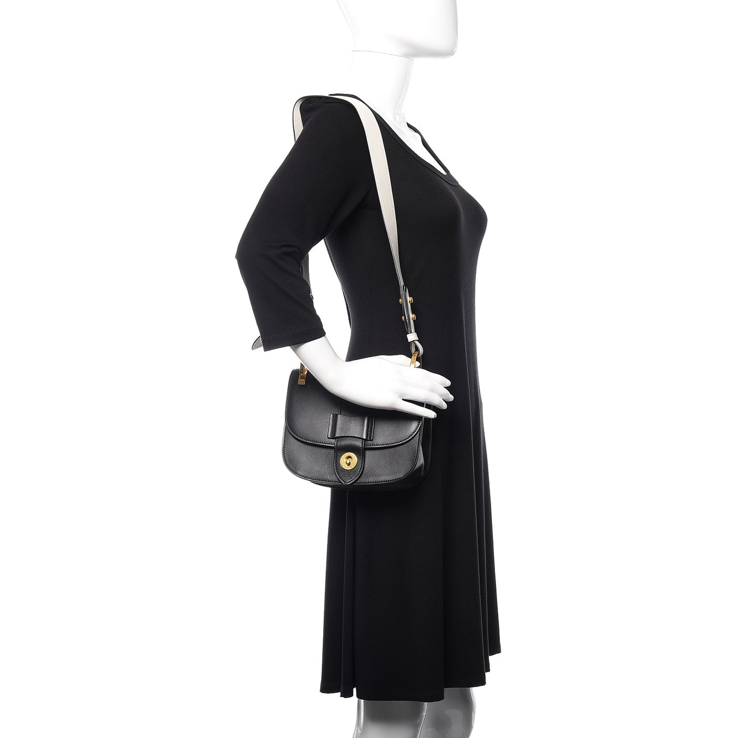 City Calfskin Crossbody Bag Black White
