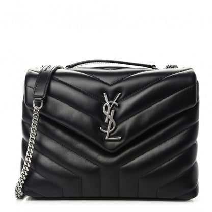 Saint Laurent Calfskin Y Quilted Monogram Small Loulou Chain Satchel Black 1 of 11