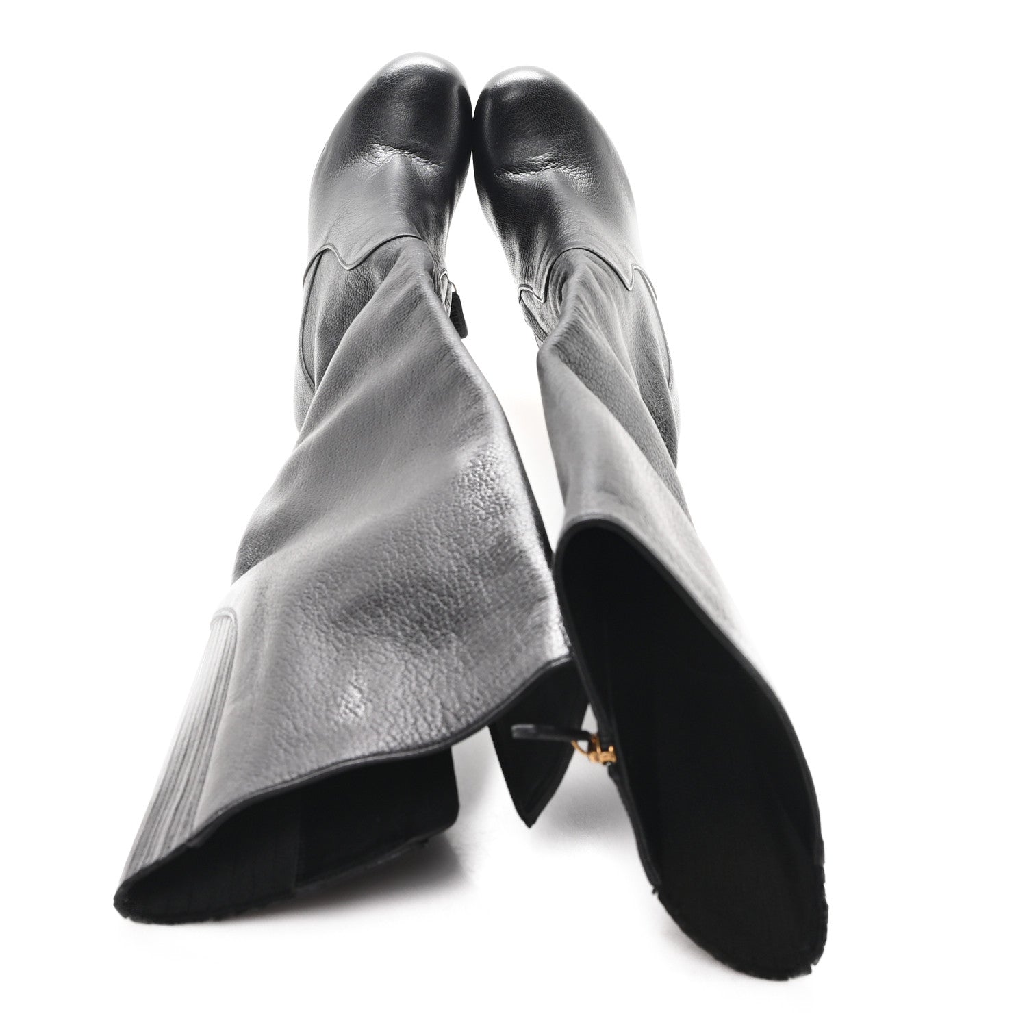 Gucci Calfskin Edith Knee High Boots 36.5 Black 2 of 10