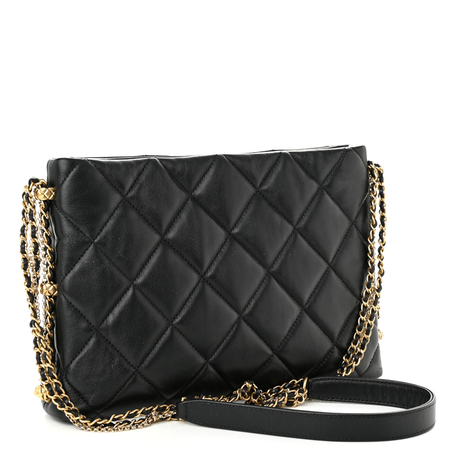 Chanel Lambskin Quilted Crush on Chains Hobo Black 3 of 11