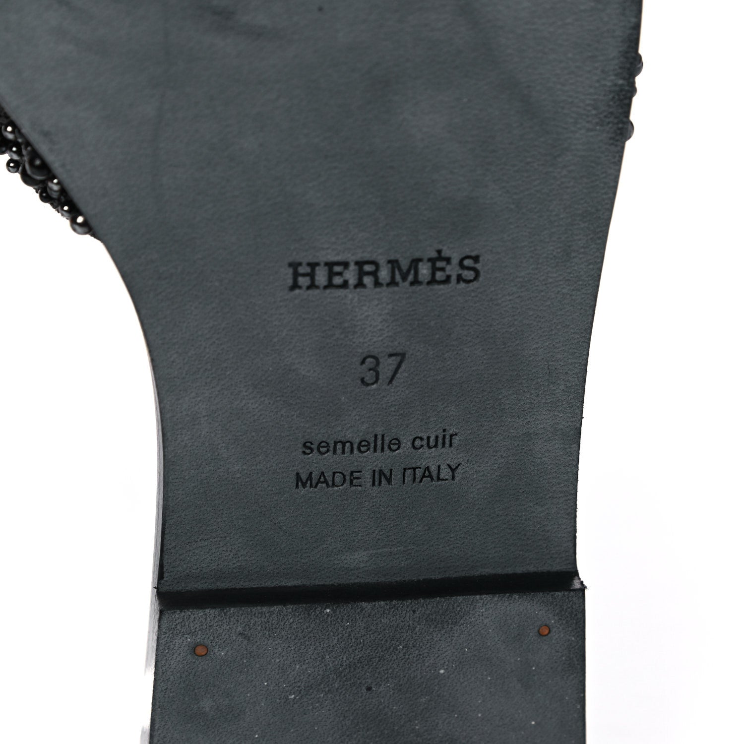 Hermes Goatskin Crystal Oran Sandals 37 Black 6 of 10