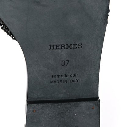 Hermes Goatskin Crystal Oran Sandals 37 Black 6 of 10