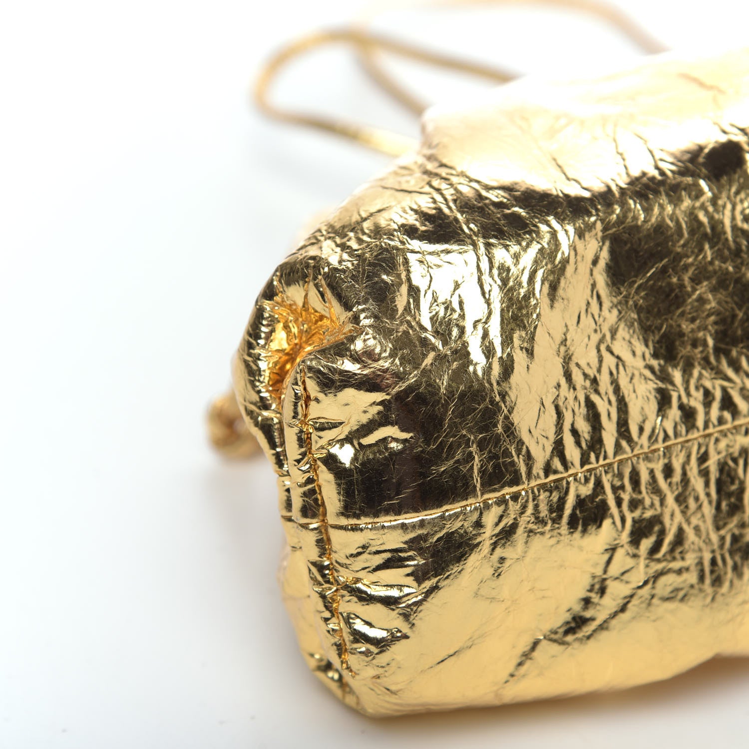 Bottega Veneta Metallic Crinkled Lambskin The Mini Pouch Oro 7 of 8