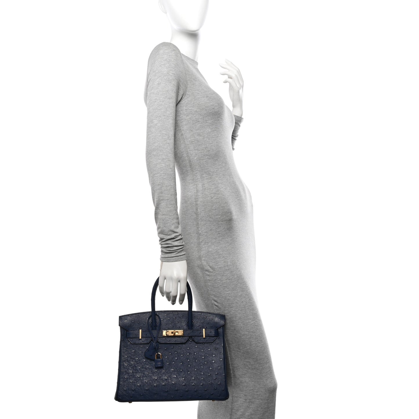 Ostrich Birkin 30 Bleu Iris