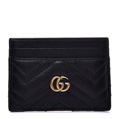 Gucci Calfskin Matelasse GG Marmont Card Holder Black 1 of 8