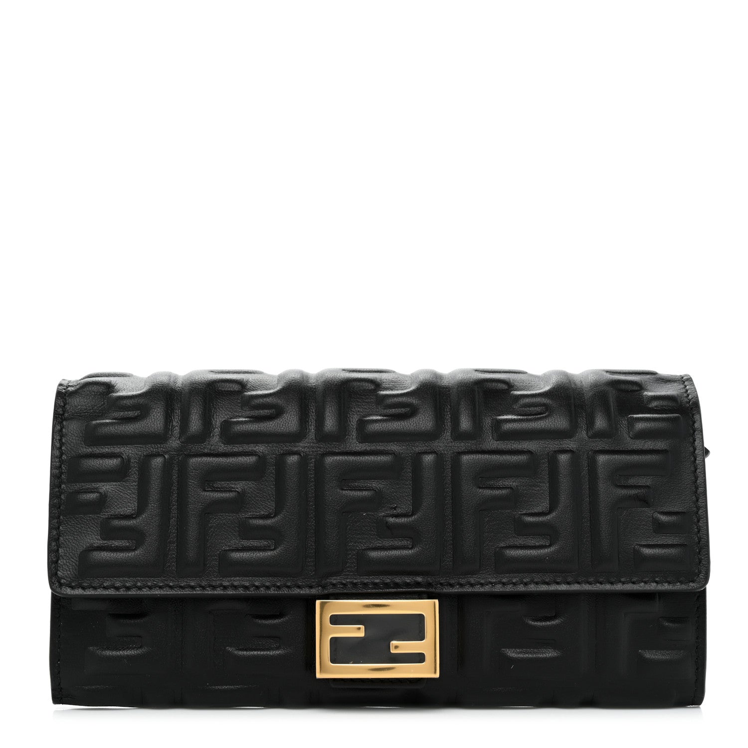 Fendi Nappa Matisse FF Embossed Continental Wallet Black 1 of 8