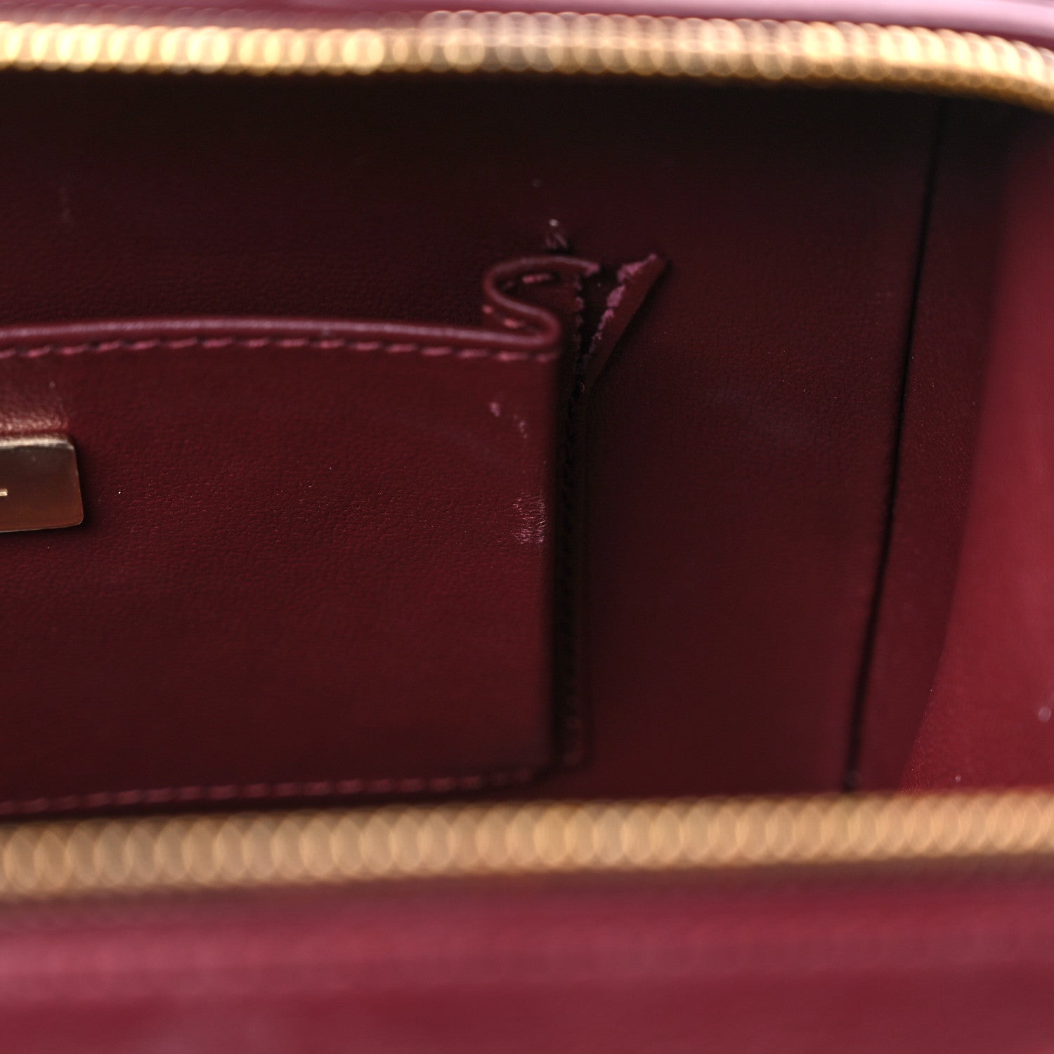 Chanel Calfskin Quilted Studded Square Vanity Case Burgundy 10 of 12