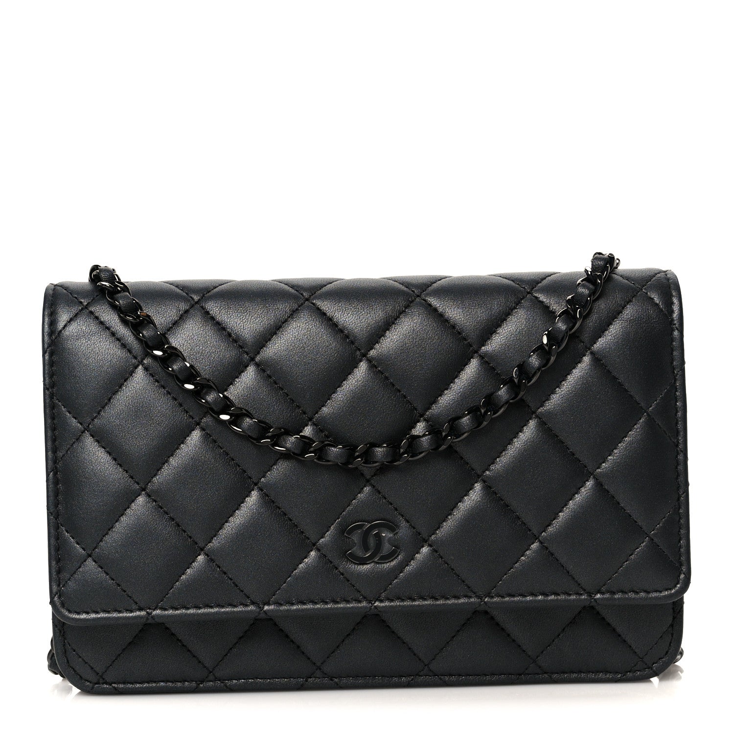 Chanel Pearly Lambskin Quilted Wallet On Chain WOC So Black 1 of 12