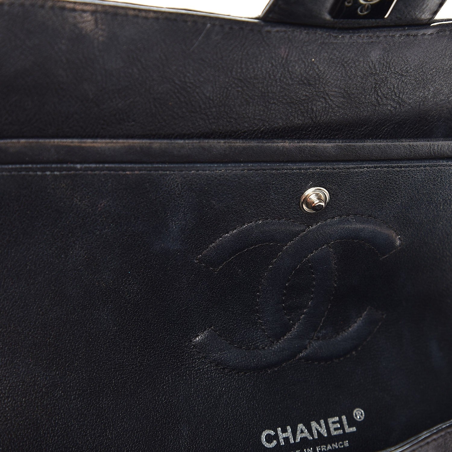 Chanel Crumpled Calfskin Quilted Medium Double Flap So Black 12 of 12