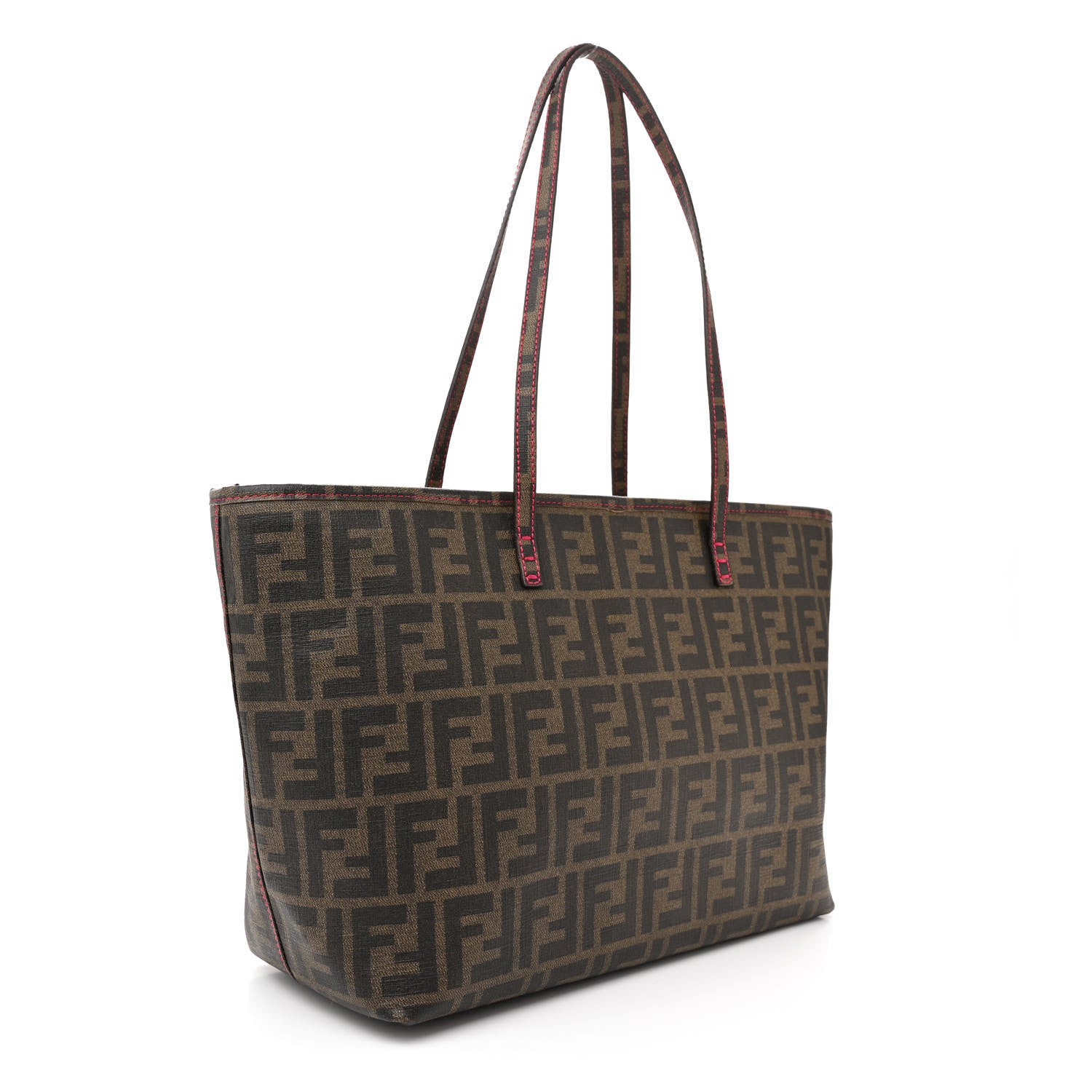 Fendi Zucca Spalmati Medium Roll Tote Tobacco Fuxia 3 of 11
