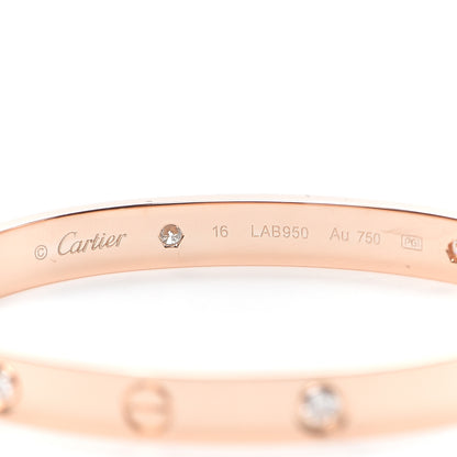 Cartier 18K Pink Gold 4 Diamond LOVE Bracelet 16 5 of 7