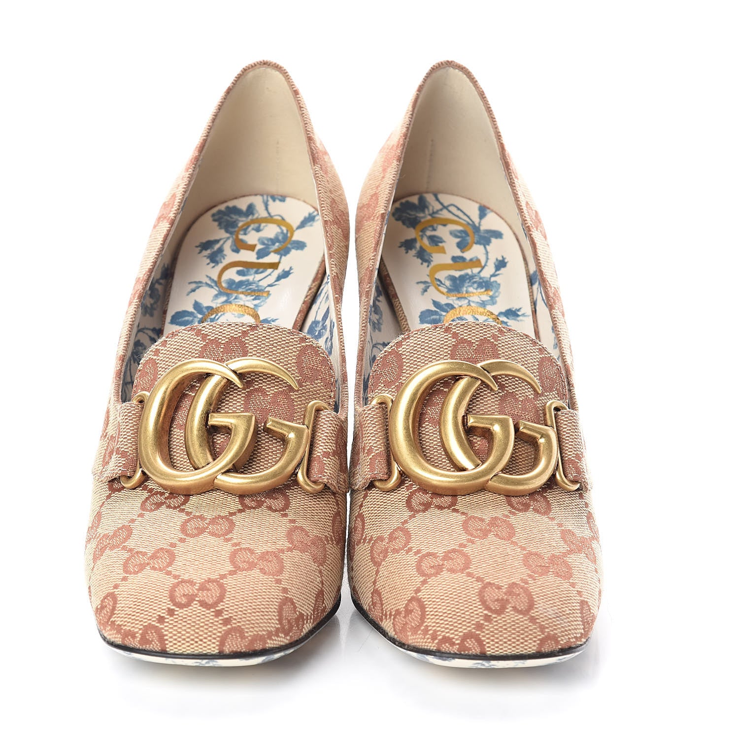 Gucci Monogram GG Victoire 95mm Loafer Pumps 36 Beige Ruggine 2 of 8
