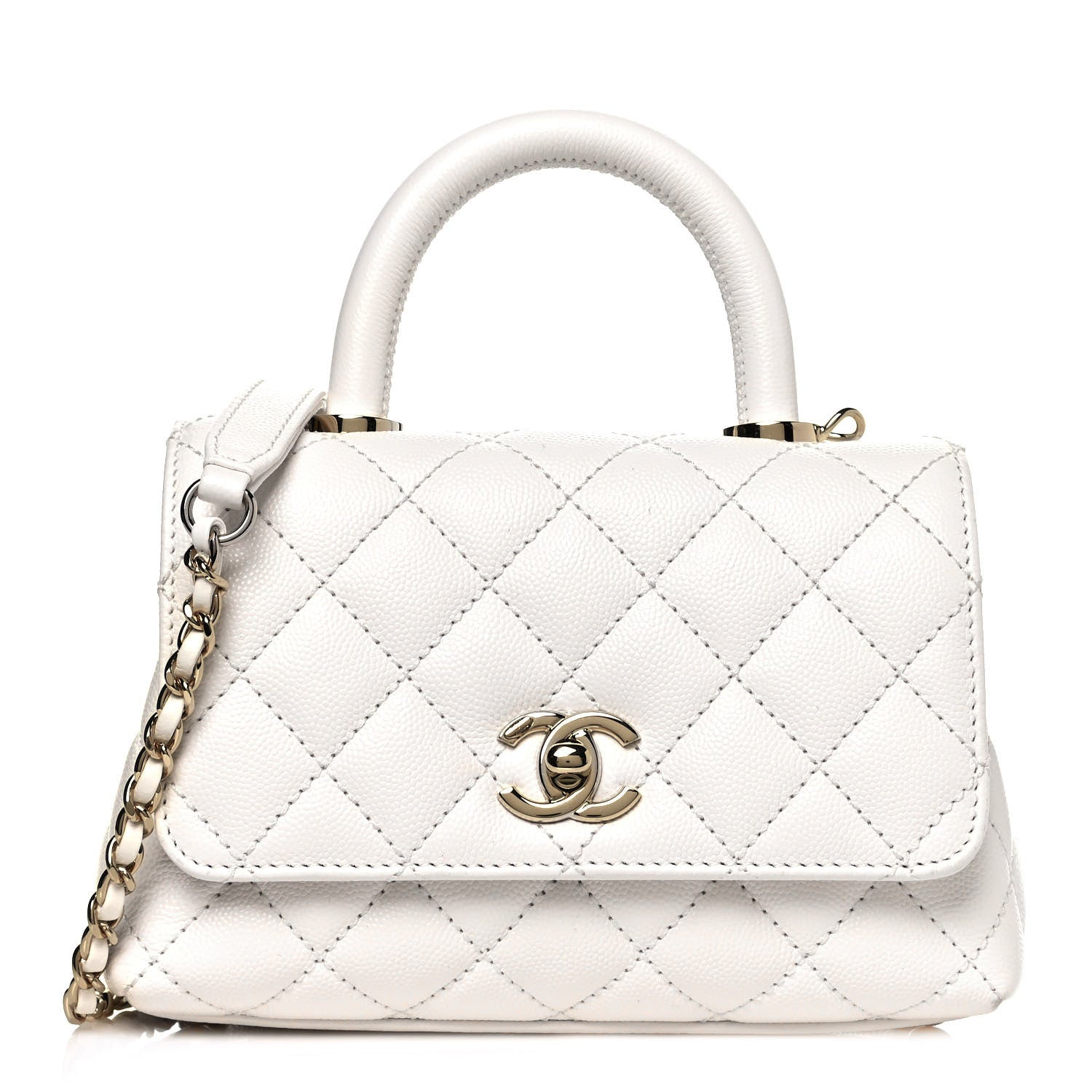 Chanel Caviar Quilted Extra Mini Coco Handle Flap White 1 of 13