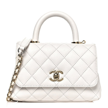 Chanel Caviar Quilted Extra Mini Coco Handle Flap White 1 of 13