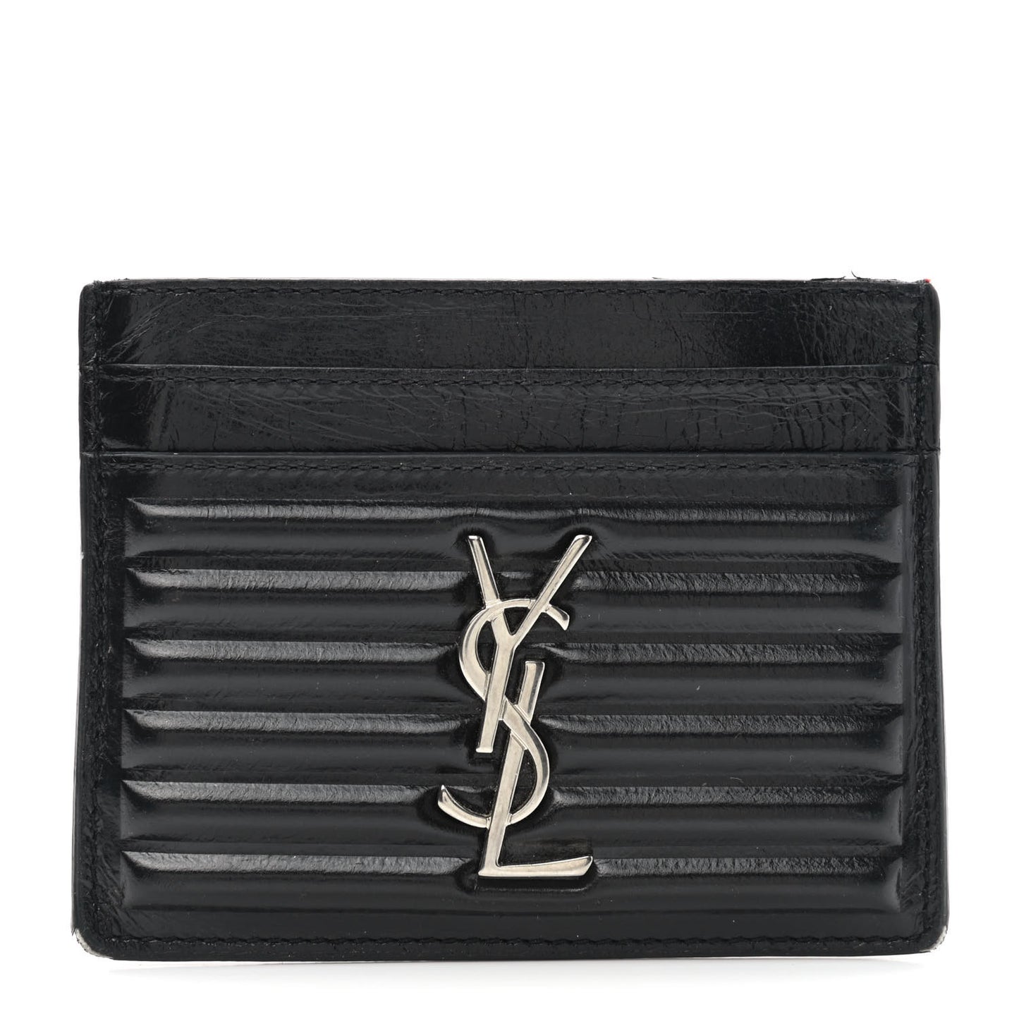 Ribbed Calfskin Opium Monogram Credit Card Case Black