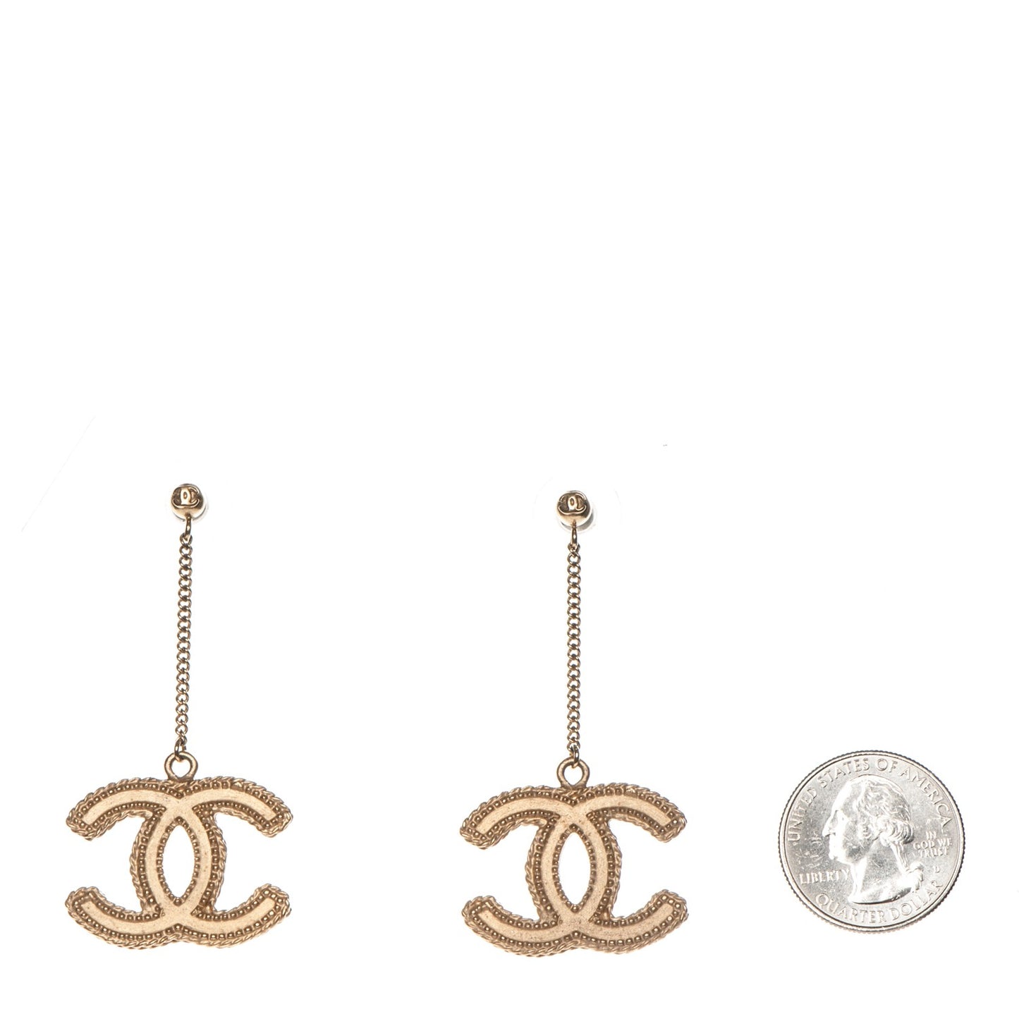 CC Drop Earrings Matte Gold
