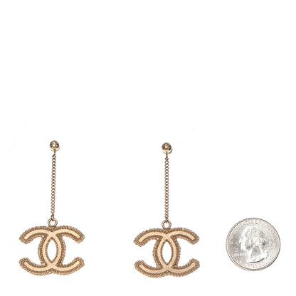 Chanel CC Drop Earrings Matte Gold 2 of 5