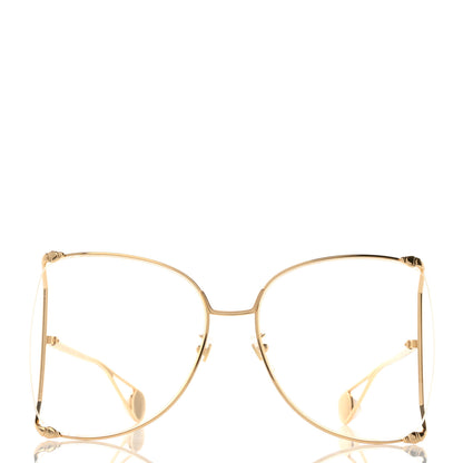 Gucci Metal Oversized Round Sunglasses GG0252S Gold 2 of 7
