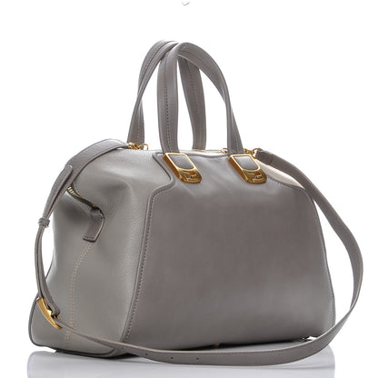 Fendi Vitello Capra Alabama Colorblock Large Chameleon Tote Asfalto Latte Grigio Chiaro 3 of 7