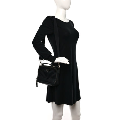 Prada Tessuto Saffiano Medium Brique Crossbody Bag Black 2 of 9