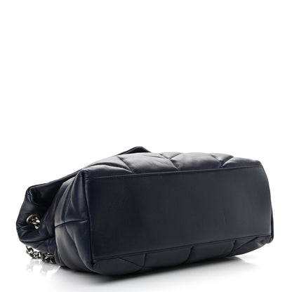 Saint Laurent Lambskin Quilted Medium Loulou Puffer Monogram Chain Satchel Navy 4 of 11