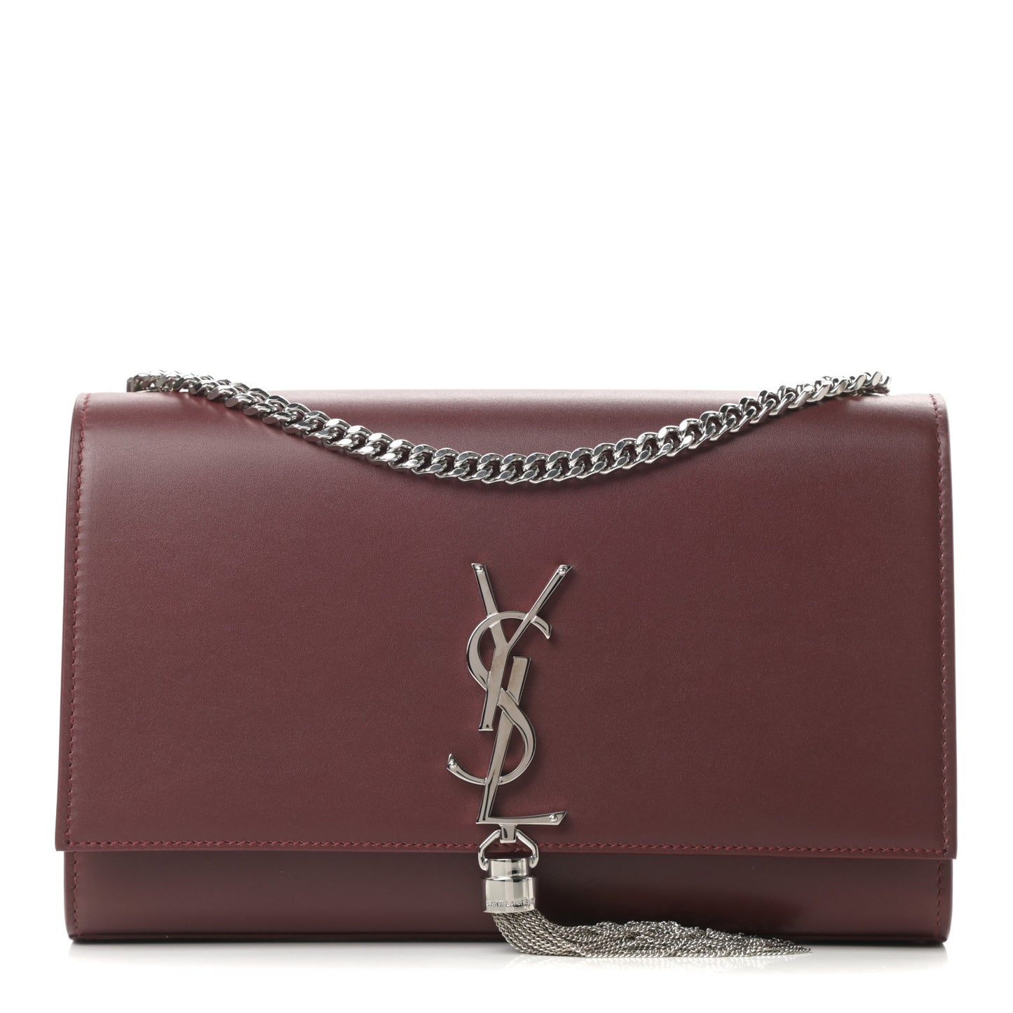 Smooth Calfskin Medium Classic Monogram Kate Tassel Satchel Rouge Legion