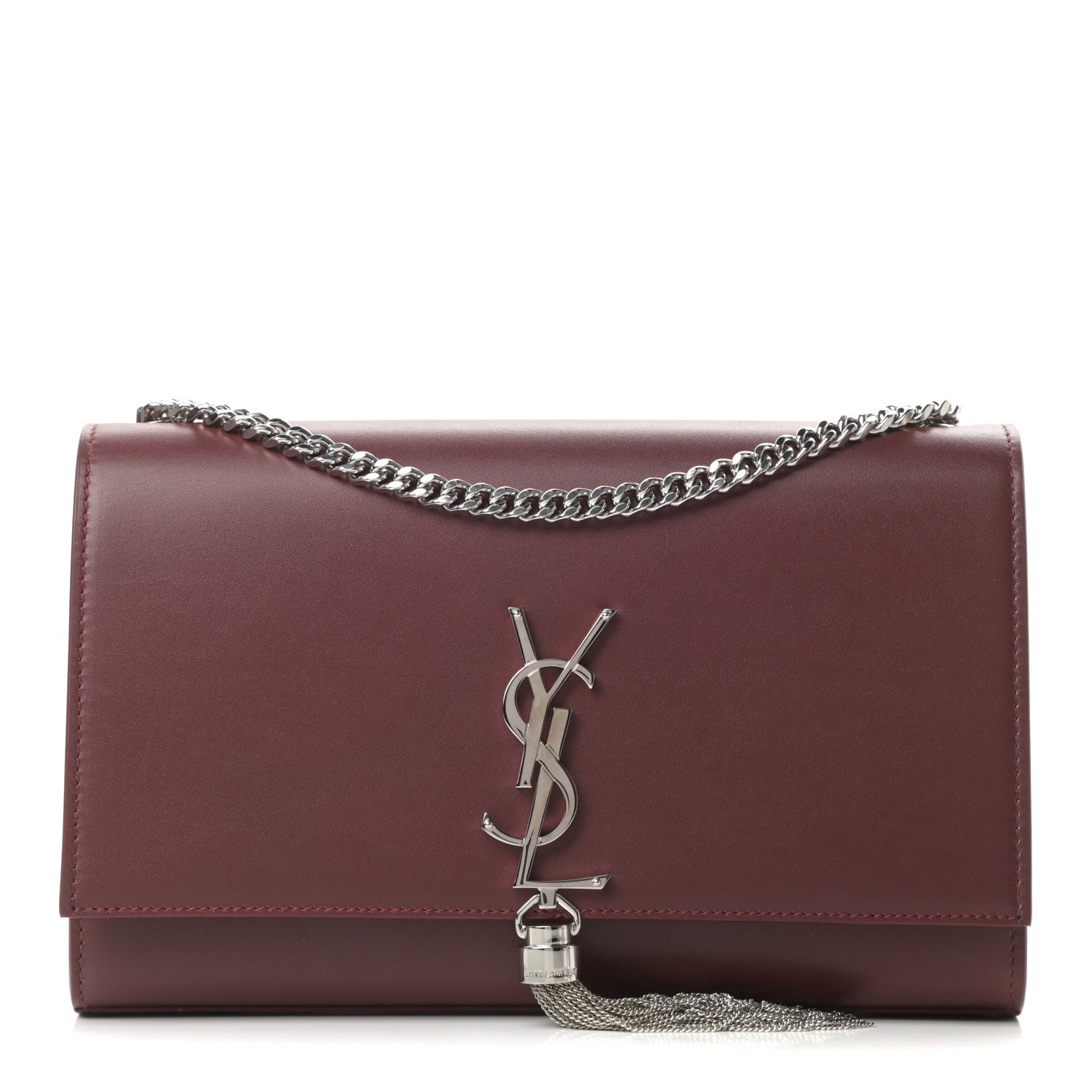 Saint Laurent Smooth Calfskin Medium Classic Monogram Kate Tassel Satchel Rouge Legion 1 of 12