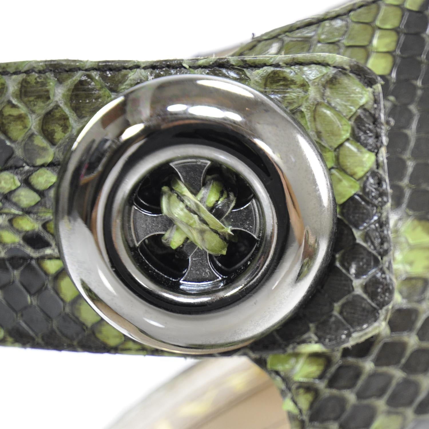 Prada Python Flared Heels 39 Green 7 of 9