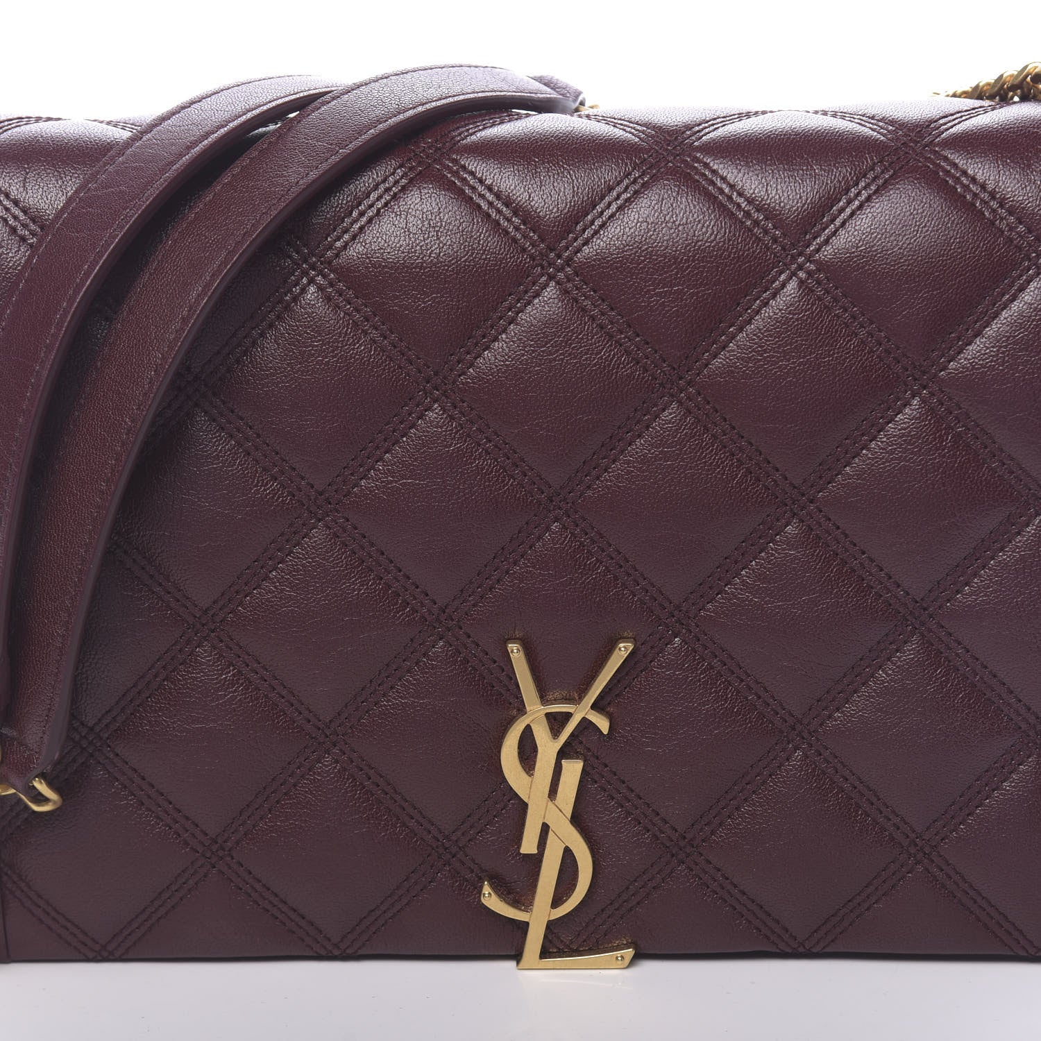 Saint Laurent Lambskin Quilted Mini Becky Chain Bag Burgundy 9 of 9