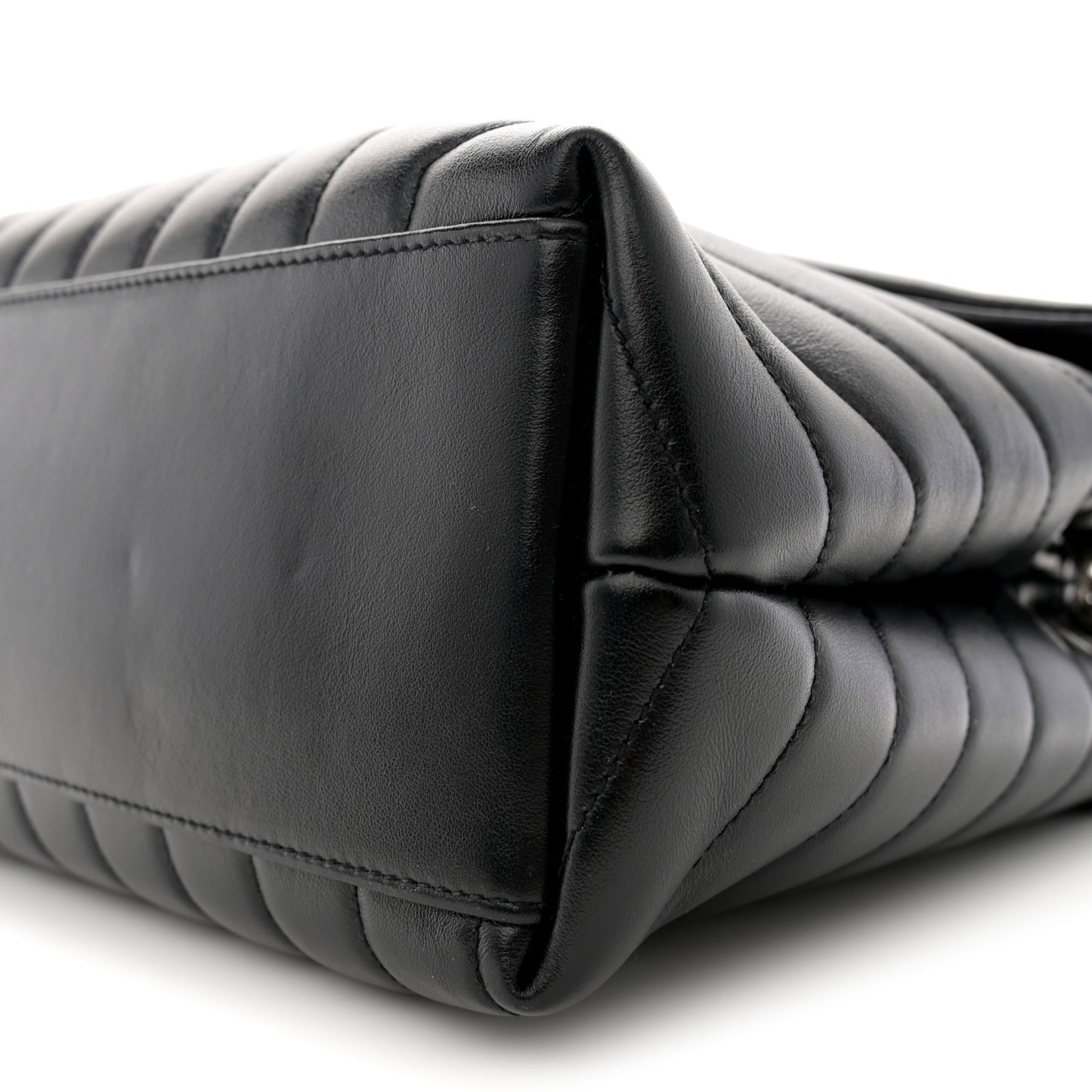 Calfskin Y Quilted Monogram Medium Loulou Chain Satchel Black