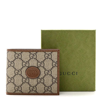 Gucci GG Supreme Monogram Azalea Calfskin Retro Interlocking G Bi-Fold Wallet Beige Ebony Brown Sugar 9 of 9