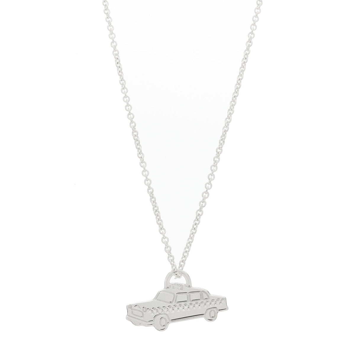 Sterling Silver Taxi Cab Pendant Necklace