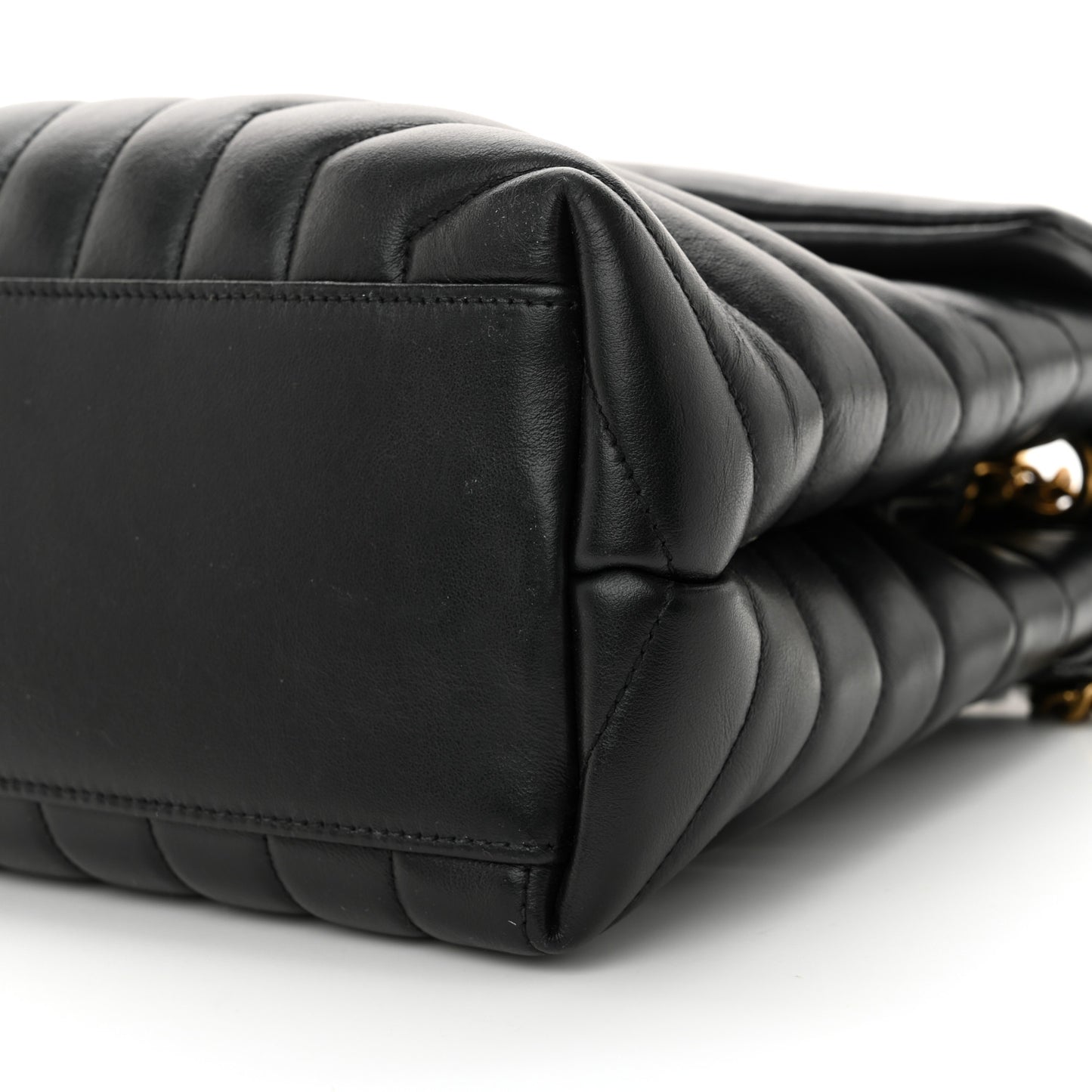 Calfskin Y Quilted Monogram Medium Loulou Chain Satchel Black