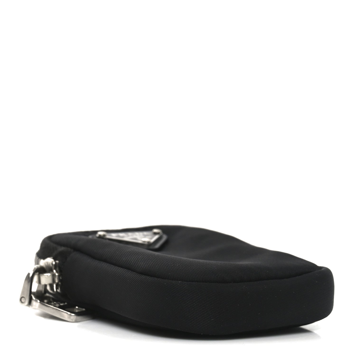 Prada Re-Nylon Pocket Triangle Padded Mini Key Chain Pouch Black 4 of 7