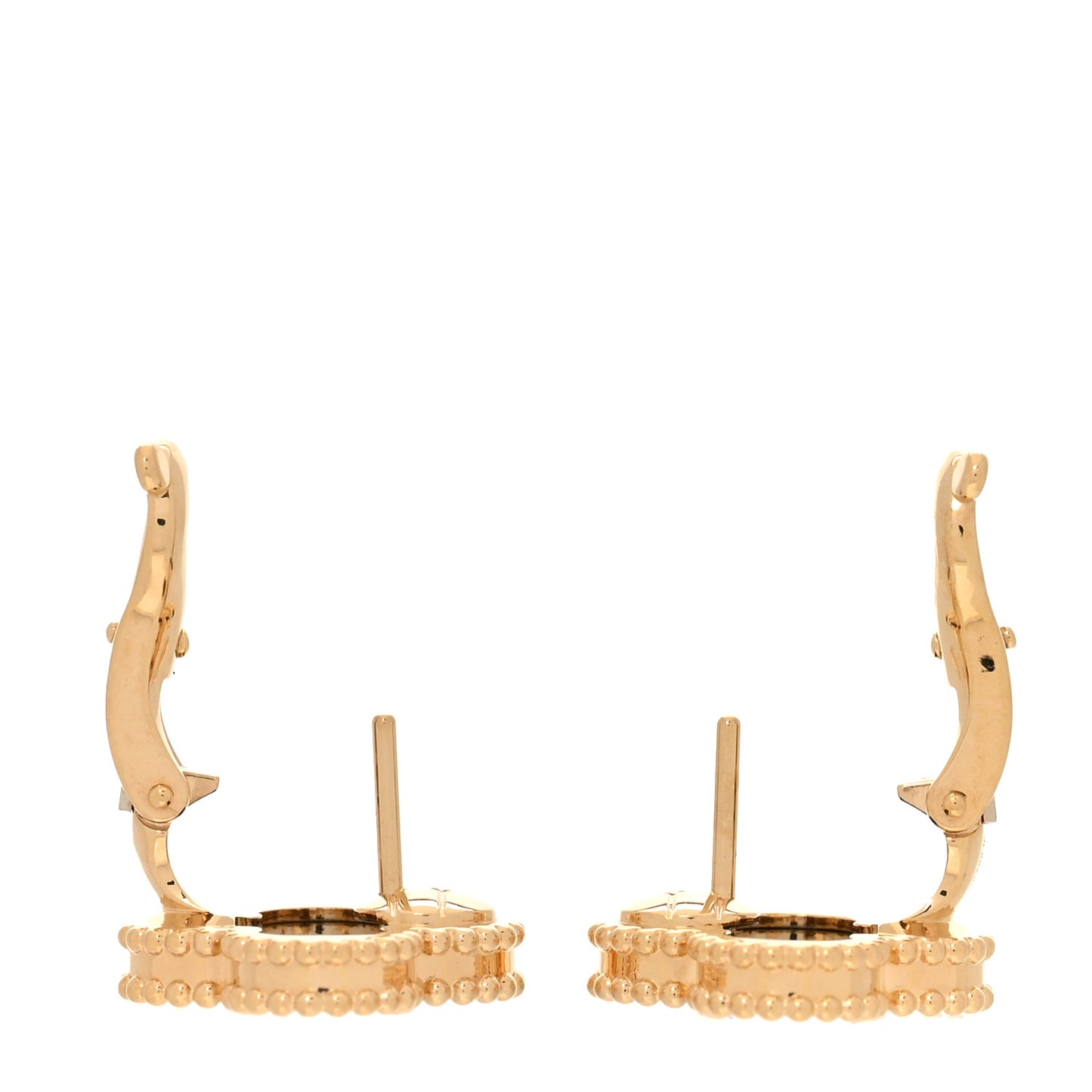 18k Yellow Gold Black Onyx Vintage Alhambra Earrings