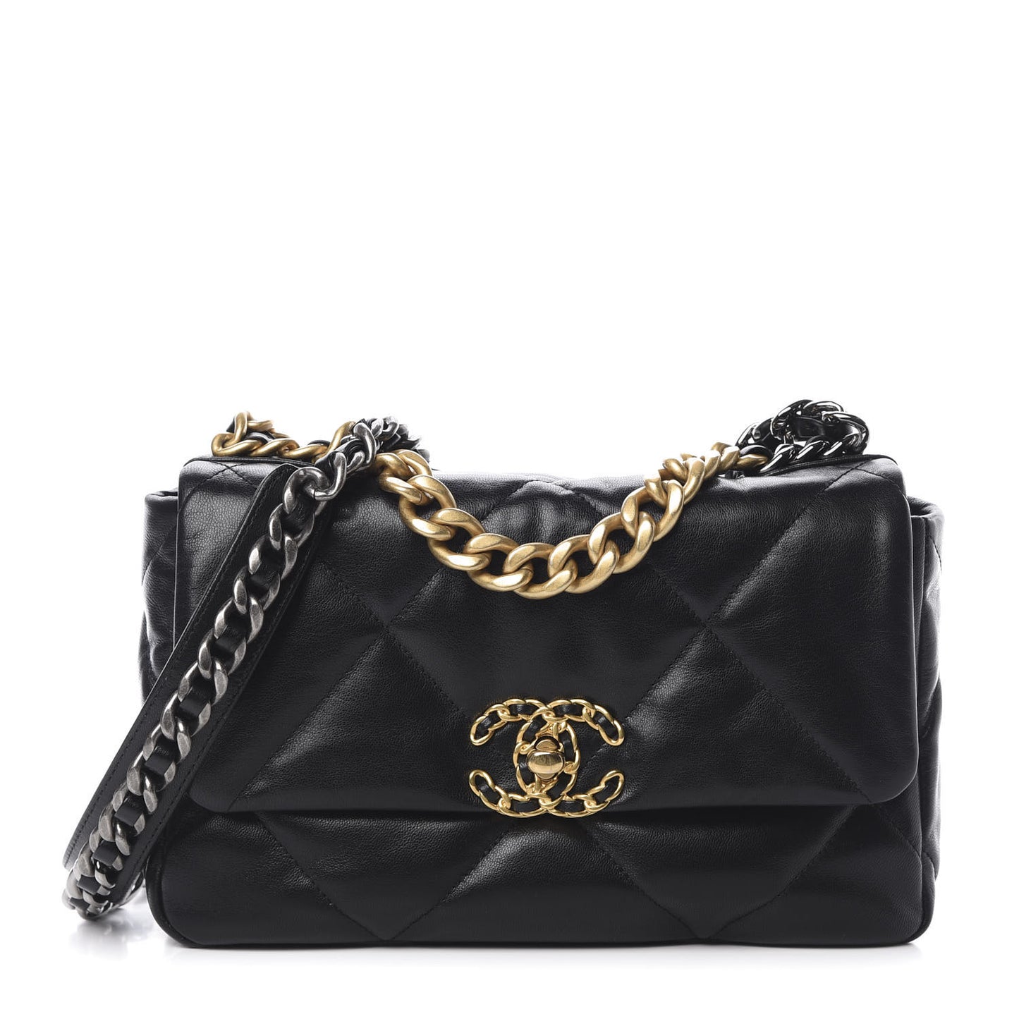 Goatskin Quilted Medium 19 Flap Black