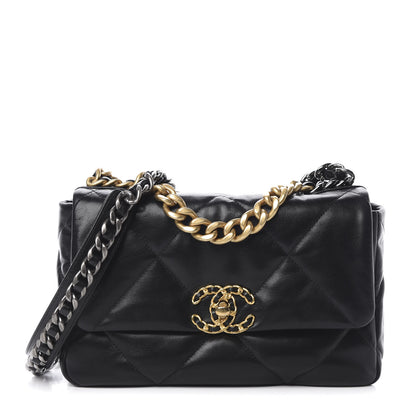 Chanel Goatskin Quilted Medium 19 Flap Black 1 of 11