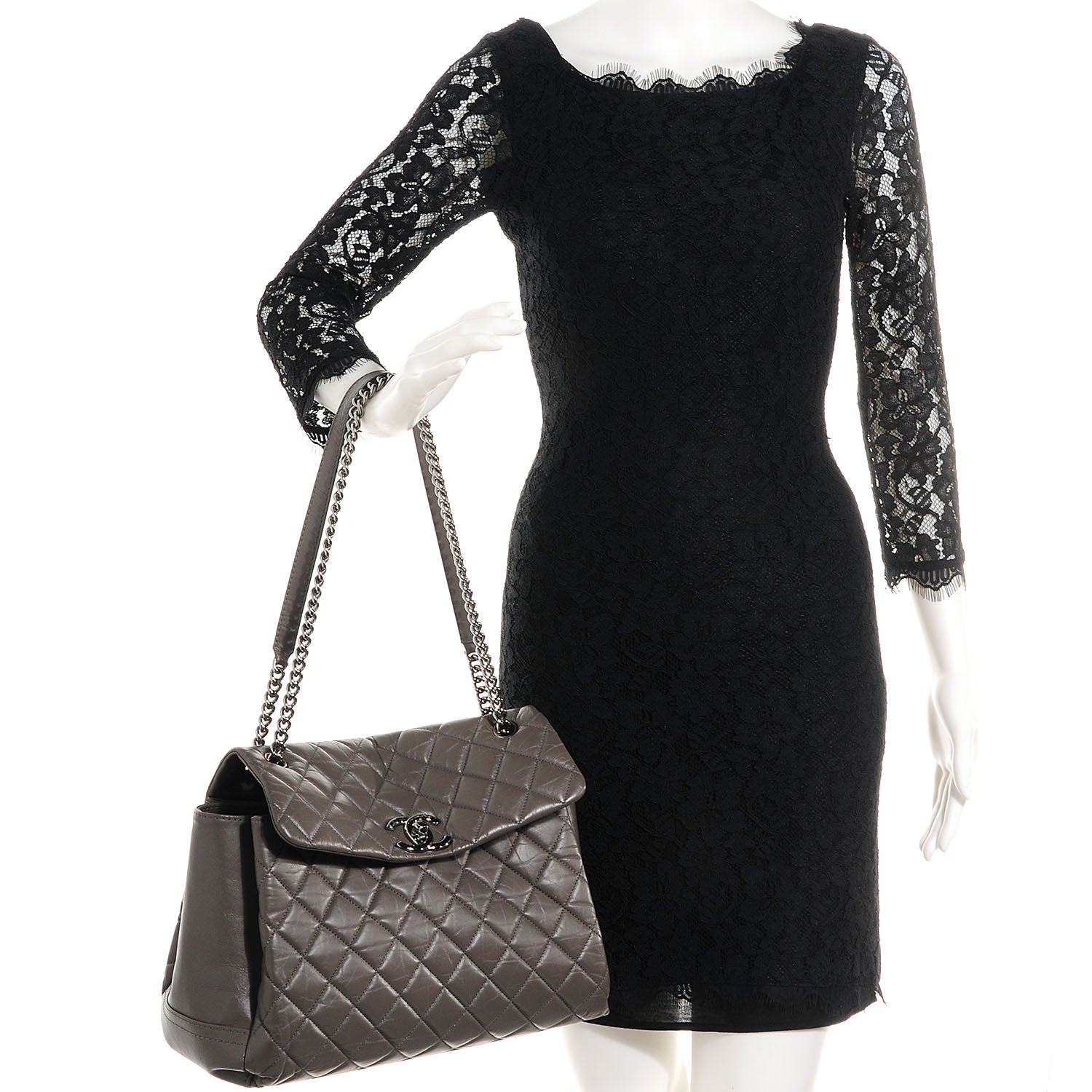 Chanel CAged Calfskin Medium Lady Pearly Flap Grey 2 of 8