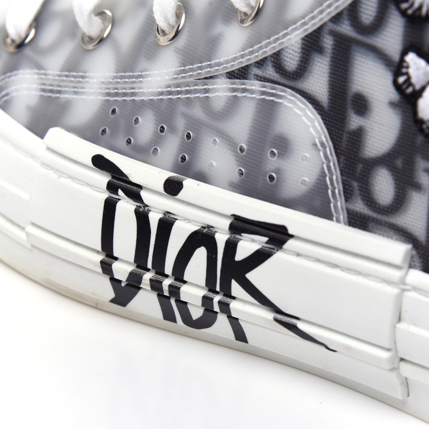 Christian Dior X SHAWN STUSSY Canvas Oblique Bee Mens B23 High Top Sneakers 41 White Black 11 of 15