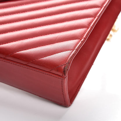 Saint Laurent Lambskin Matelasse Chevron Large Monogram Satchel Red 12 of 18