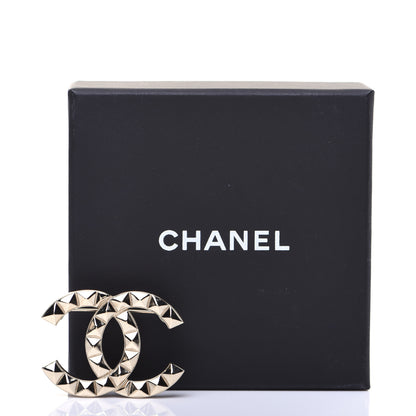 Chanel Studded CC Pin Brooch Gold 7 of 7