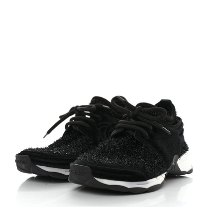 Chanel Stretched Fabric Velvet CC Womens Sneakers Black 3 of 7